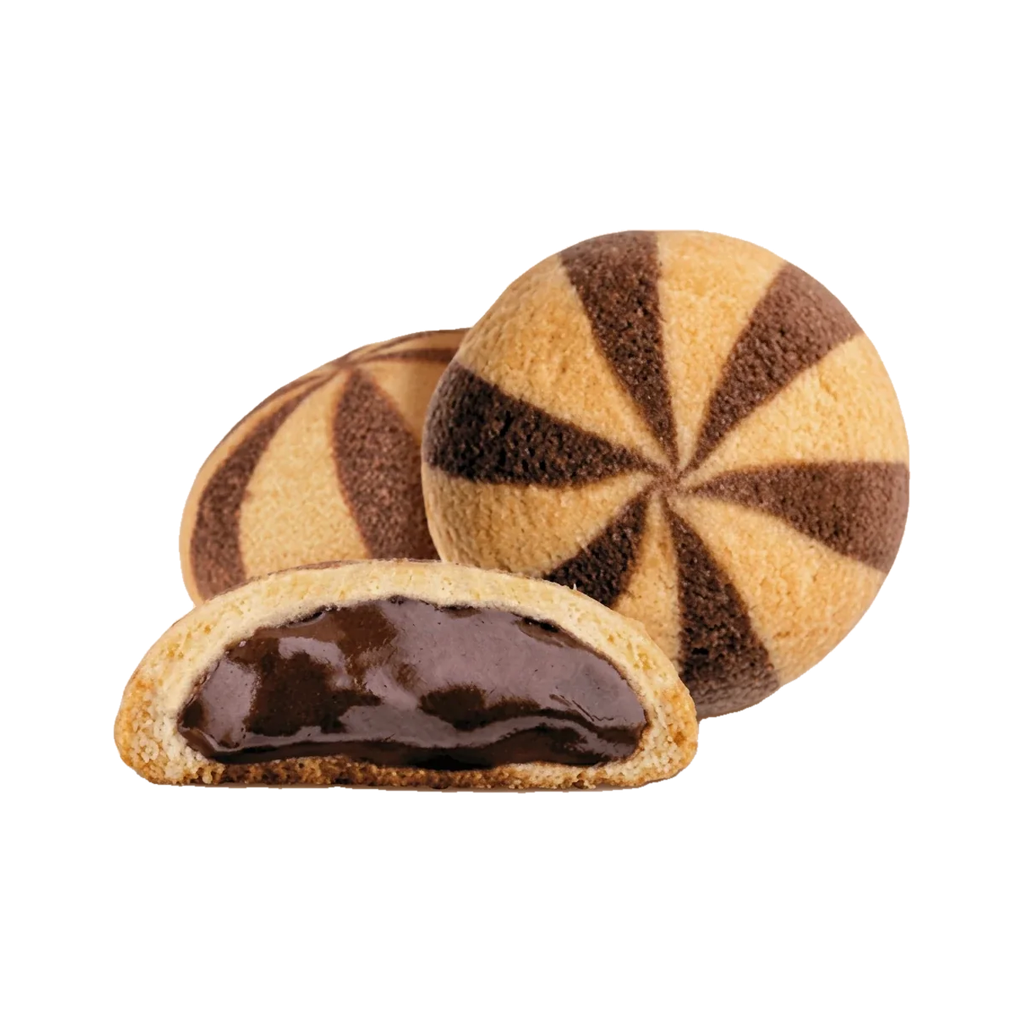 The Choc – two cookies and a cookie half with chocolate filling