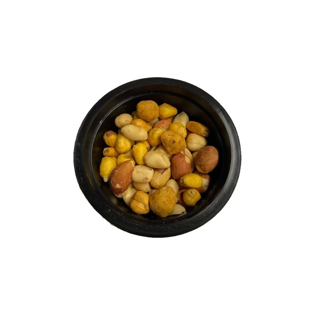 The Easy – Nuss-Mix mit Erdnüssen, Maiskernen und Kichererbsen in der offenen Schale von oben